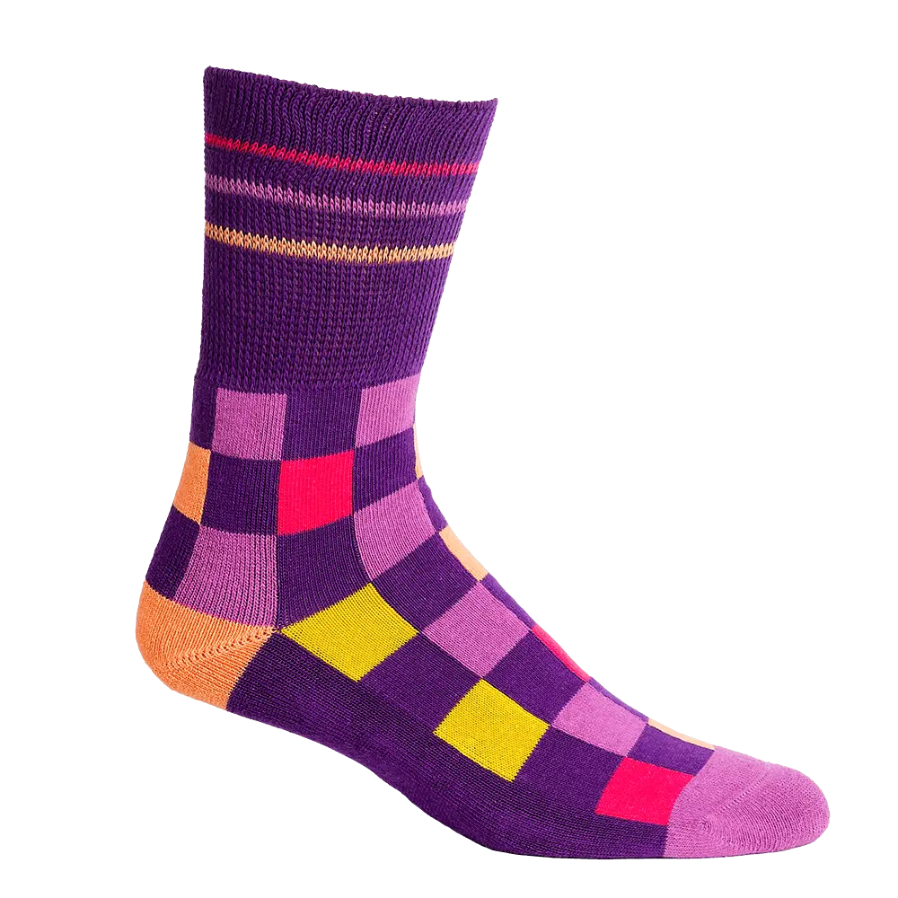 3 Pack - Diabetic Socks - Checker - [Pink, Blue, Purple]