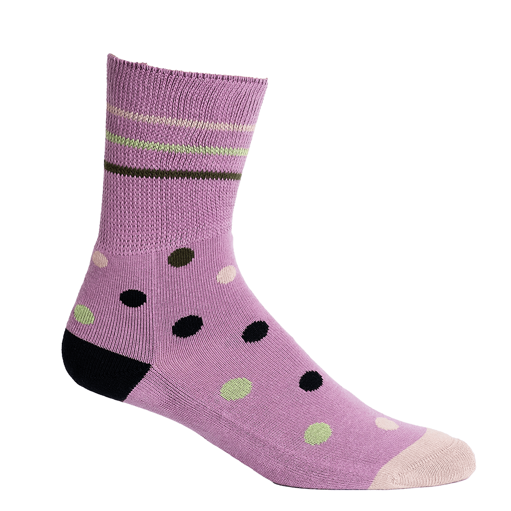 Polka Dots Pink + Black Diabetic Socks