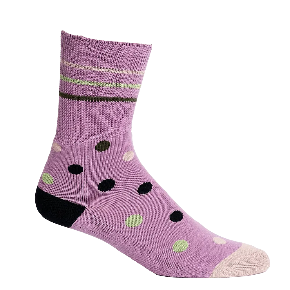 Polka Dots Pink + Black Diabetic Socks