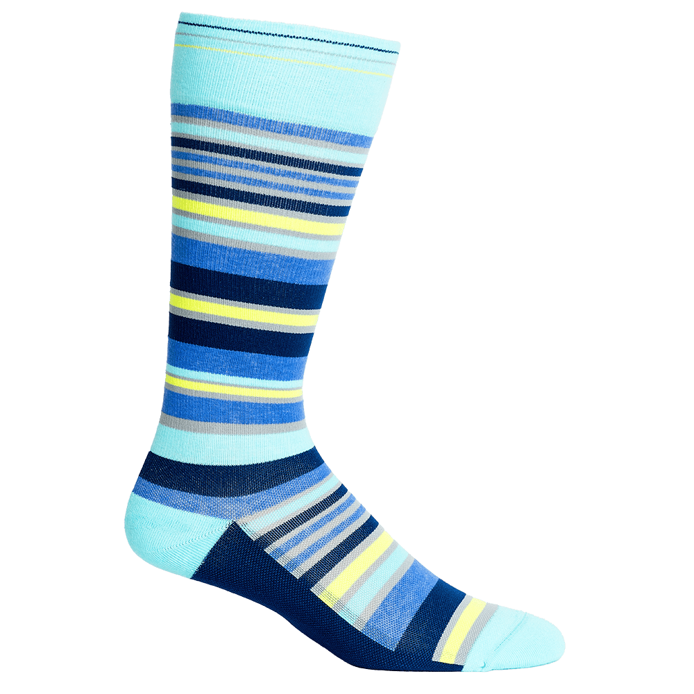 Stripe Navy + Teal Cotton Compression Socks