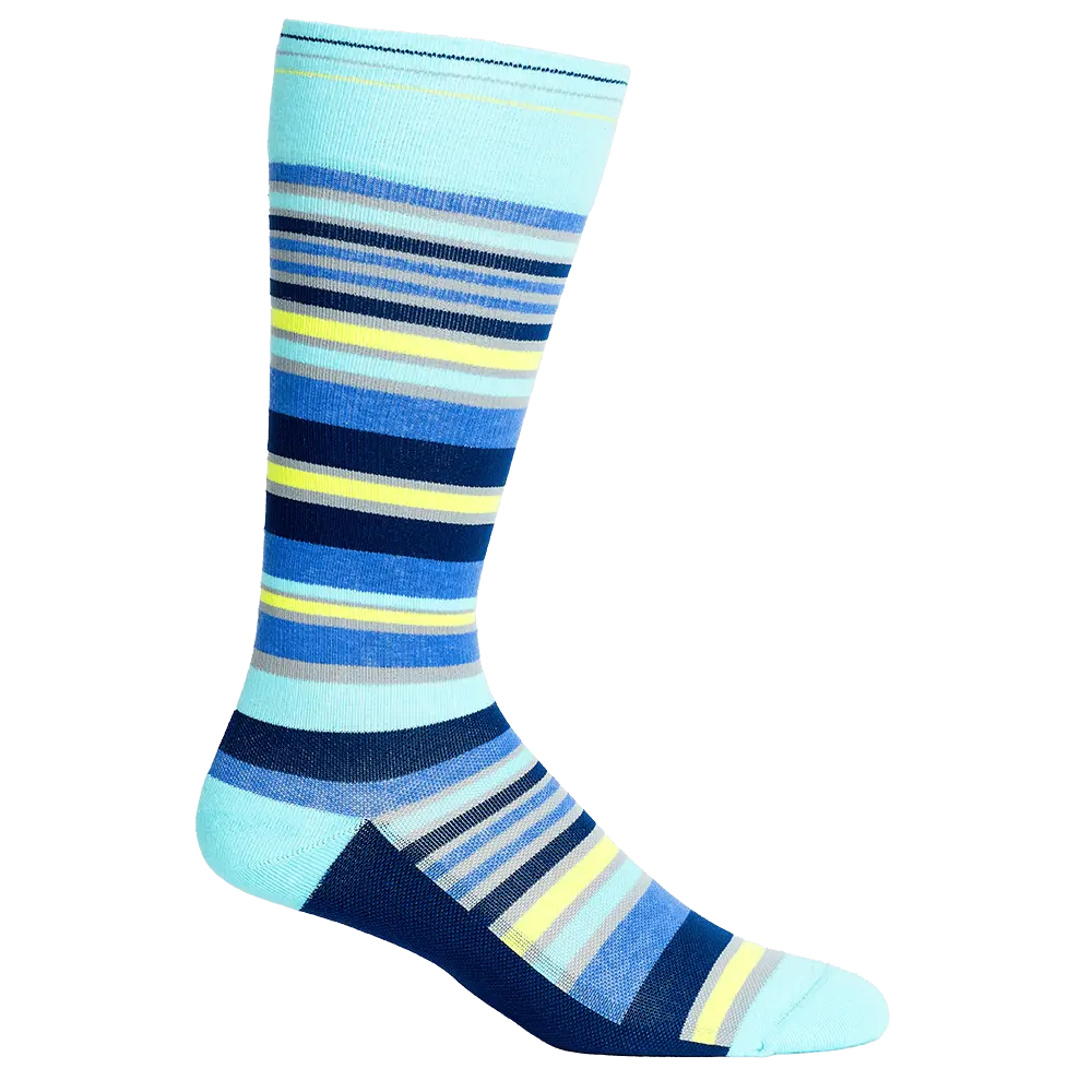 Stripe Navy + Teal Cotton Compression Socks