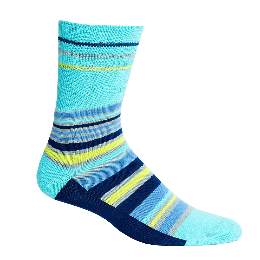 Stripes Navy + Teal Diabetic Socks