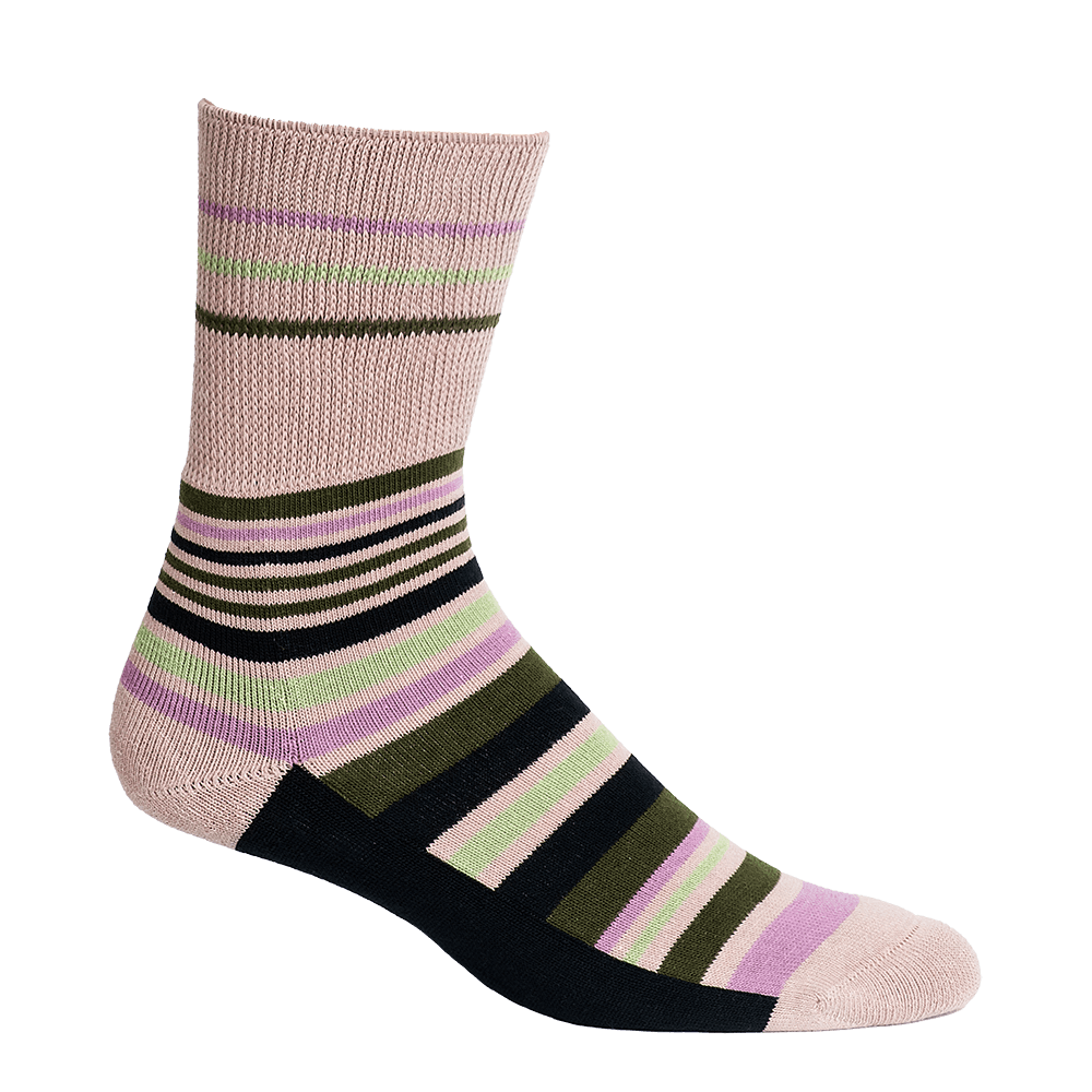 Stripes Pink + Black Diabetic Socks