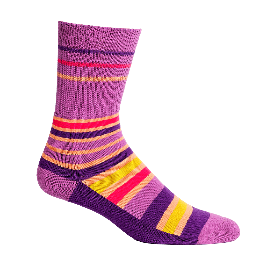 Stripes Purple + Orange Diabetic Socks