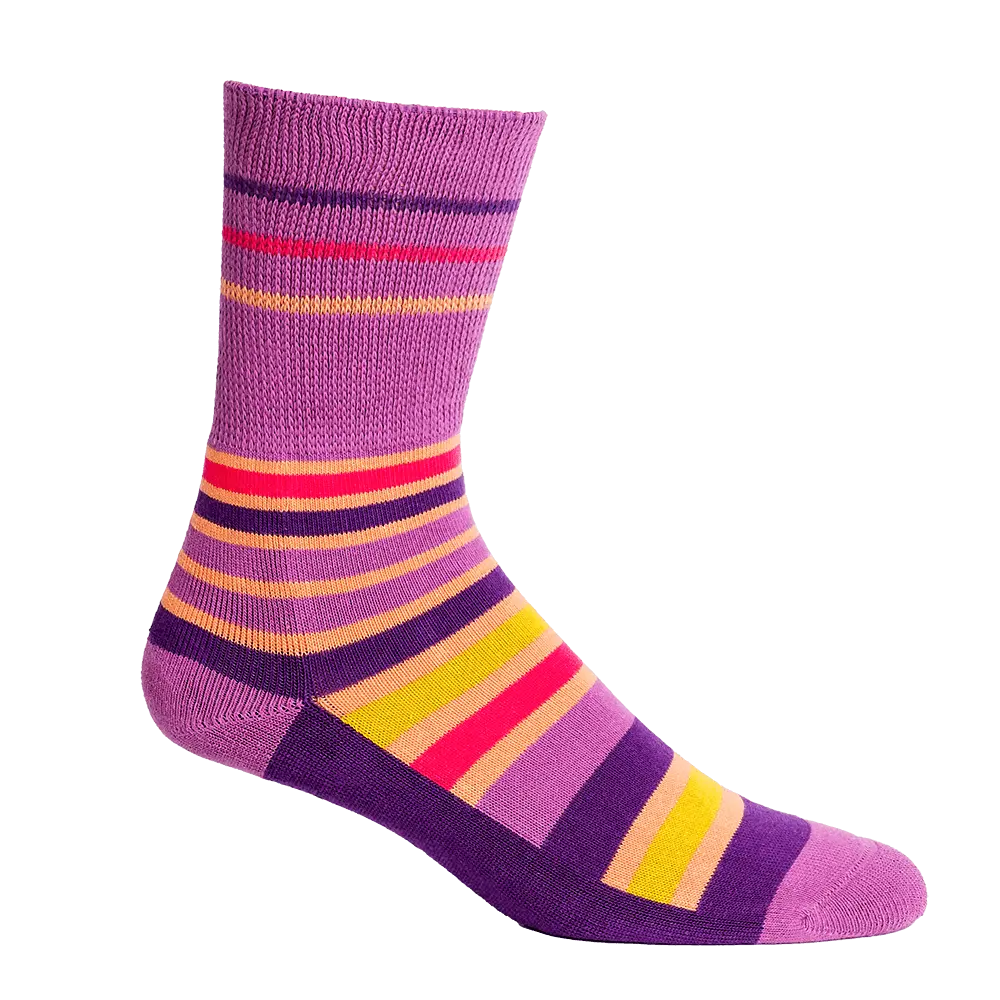 3 Pack -Diabetic Socks - Stripe - [Pink, Blue, Purple]